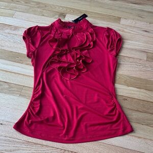 HeartSoul Red Ruffle Cap Sleeve Blouse